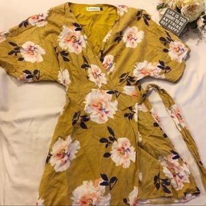 B. Original Mustard colored wrap tunic/mini-dress